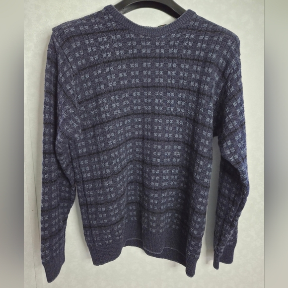 Men's Navy Patterned Sweater - Picture 1 of 5